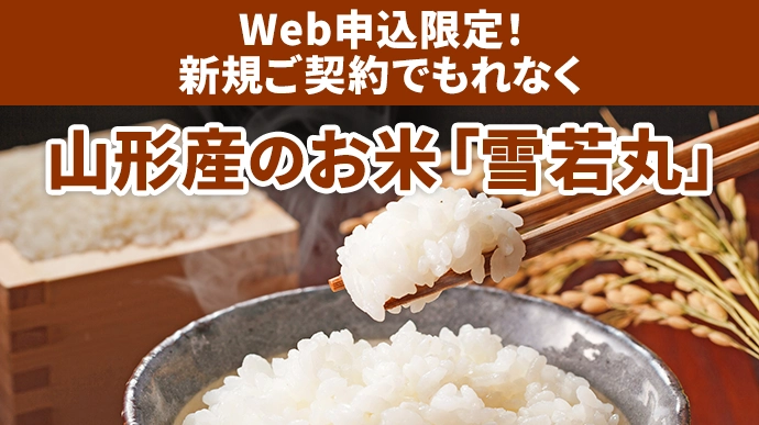 Web申込限定!新規ご契約でもれなく 山形産のお米「雪若丸」