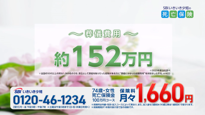テレビCM 死亡保険「葬儀代」 サムネイル